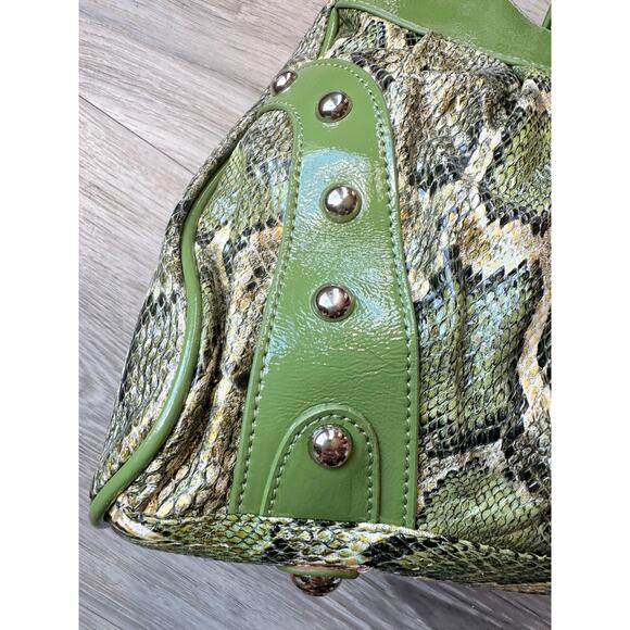 Sharif Green Snake Pattern Satchel Handbag NWT but has Peeling - Picture 7 of 16